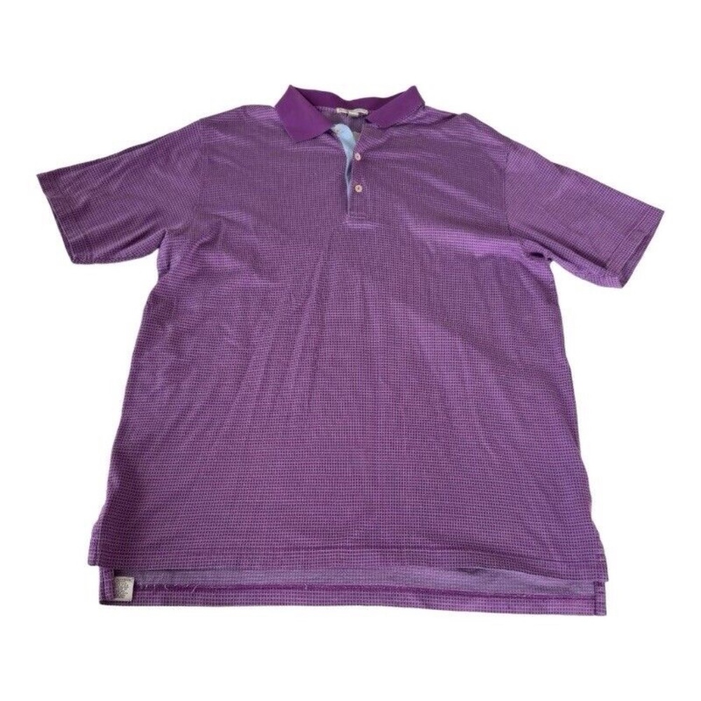 Peter Millar Mens XL Purple Striped Casual Golf Polo Shirt